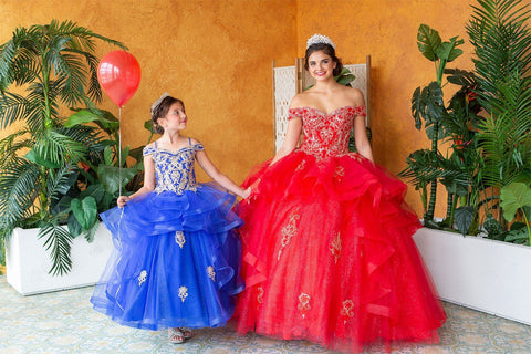 Mehrlagiges schulterfreies Quinceanera-Kleid von Calla KY018383