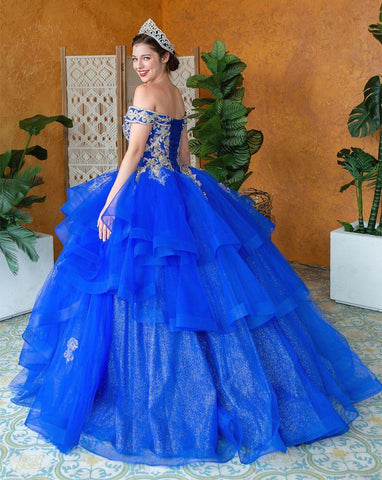 Mehrlagiges schulterfreies Quinceanera-Kleid von Calla KY018383