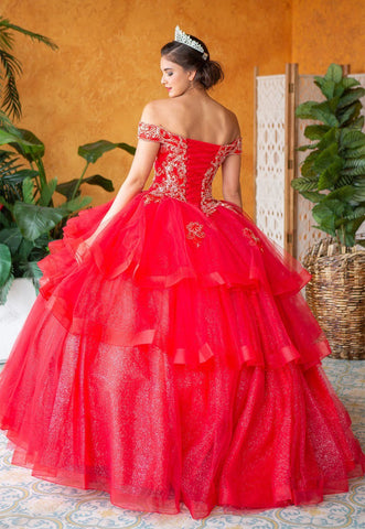 Mehrlagiges schulterfreies Quinceanera-Kleid von Calla KY018383