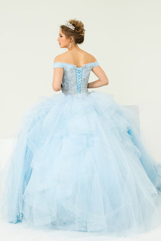 Mehrlagiges schulterfreies Quinceanera-Kleid von Leonia Lee 19005