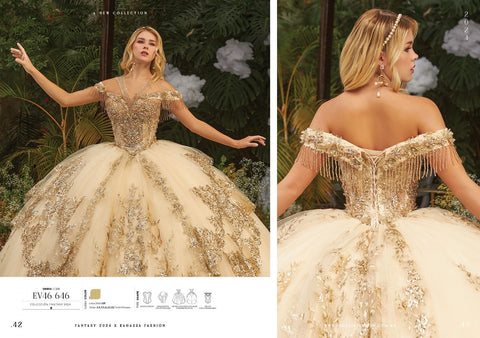Mehrlagiges schulterfreies Quinceanera-Kleid von Ragazza EV46-646