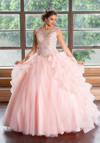 Ärmelloses Quinceanera-Kleid mit mehreren Lagen von Calla KY79288