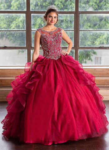 Ärmelloses Quinceanera-Kleid mit mehreren Lagen von Calla KY79288