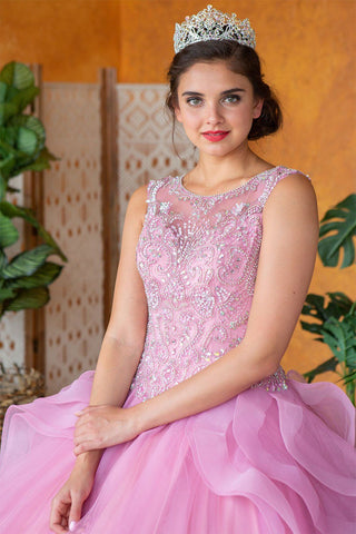 Ärmelloses Quinceanera-Kleid mit mehreren Lagen von Calla KY79288