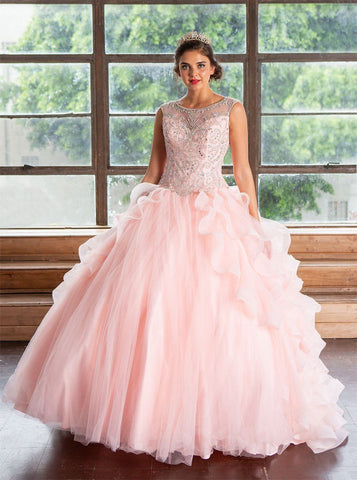 Ärmelloses Quinceanera-Kleid mit mehreren Lagen von Calla KY79288