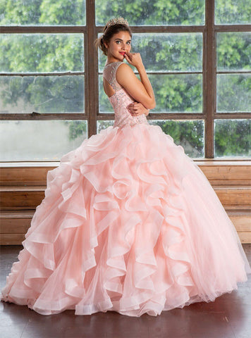 Ärmelloses Quinceanera-Kleid mit mehreren Lagen von Calla KY79288