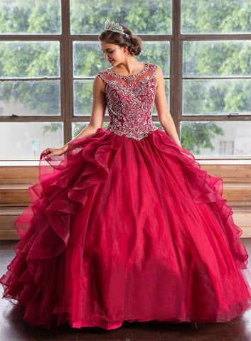 Ärmelloses Quinceanera-Kleid mit mehreren Lagen von Calla KY79288