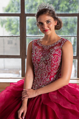 Ärmelloses Quinceanera-Kleid mit mehreren Lagen von Calla KY79288