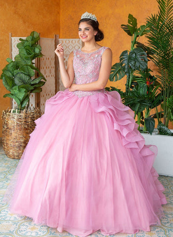 Ärmelloses Quinceanera-Kleid mit mehreren Lagen von Calla KY79288