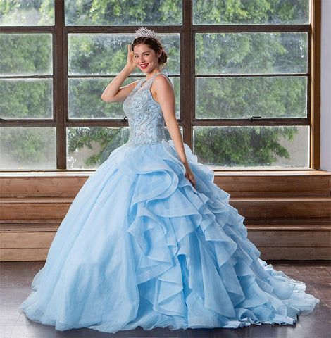 Ärmelloses Quinceanera-Kleid mit mehreren Lagen von Calla KY79288
