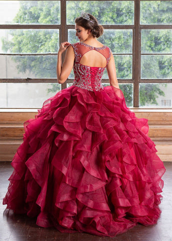 Ärmelloses Quinceanera-Kleid mit mehreren Lagen von Calla KY79288