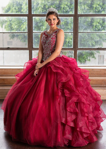 Ärmelloses Quinceanera-Kleid mit mehreren Lagen von Calla KY79288