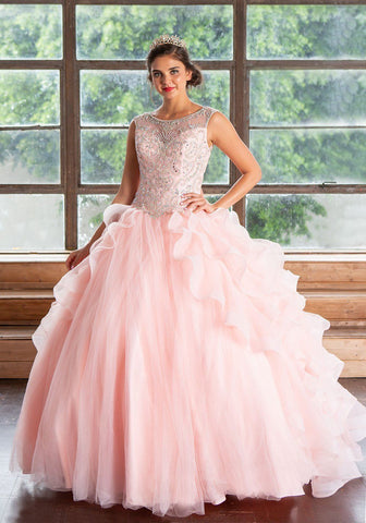 Ärmelloses Quinceanera-Kleid mit mehreren Lagen von Calla KY79288