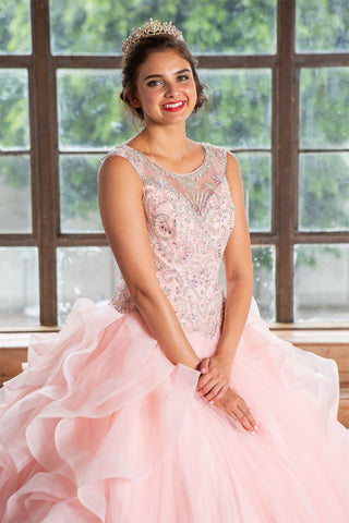 Ärmelloses Quinceanera-Kleid mit mehreren Lagen von Calla KY79288