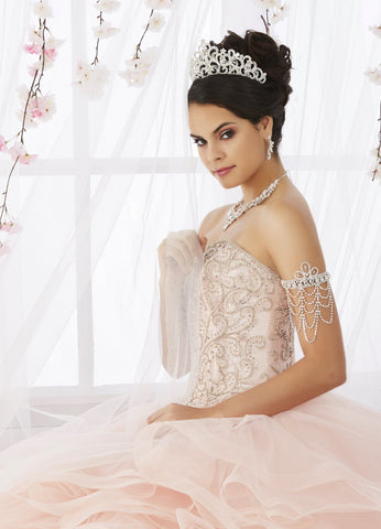 Mehrlagiges trägerloses Quinceanera-Kleid aus Tüll von House of Wu 26911
