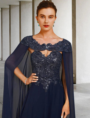 Zweiteiliges A-Linien-Kleid für die Brautmutter, Vintage, elegant, trägerlos, bodenlang, Chiffon, Spitze, mit Pailletten, ärmellos, mit Pailletten-Applikationen