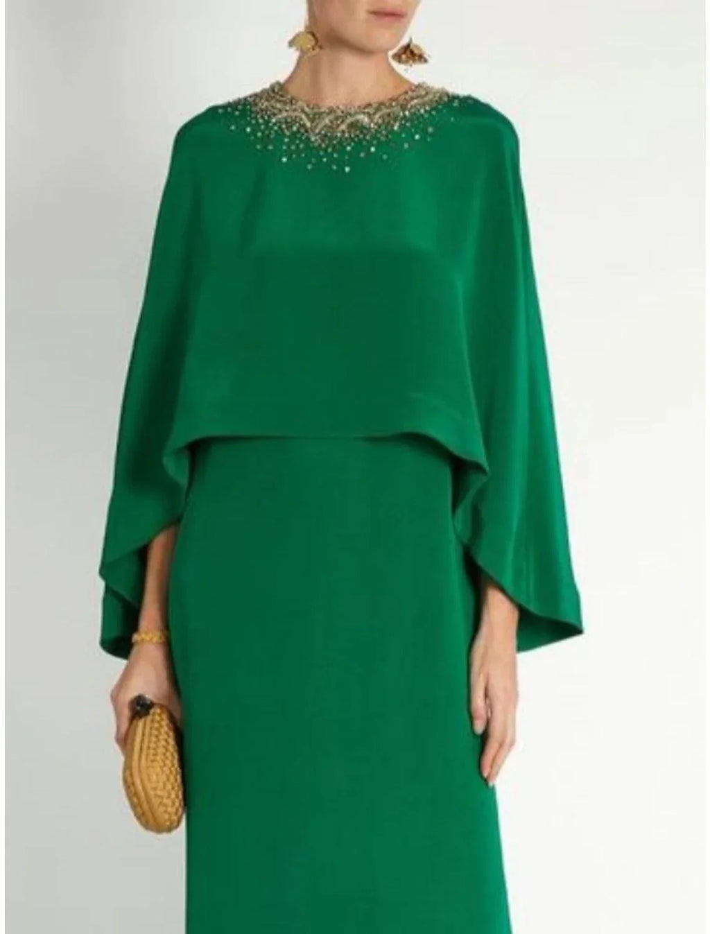 Vestido de mãe da noiva com bainha/coluna, festa formal, elegante, decote em joia, comprimento até ao tornozelo, chiffon elástico, manga comprida com lantejoulas, frente aberta