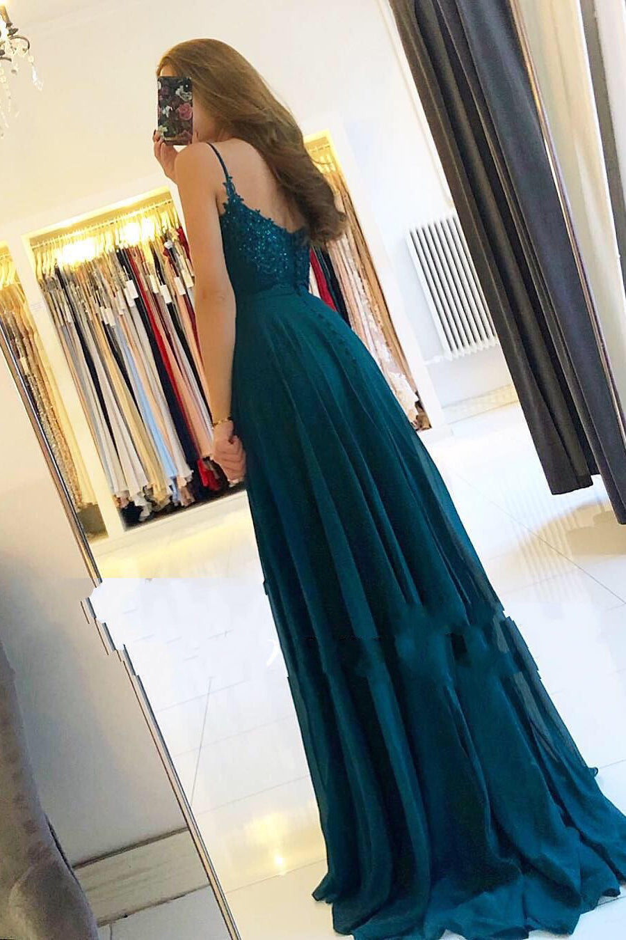 Long A-Line Sweetheart Chiffon Prom Dress With Slit