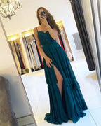 Long A-Line Sweetheart Chiffon Prom Dress With Slit