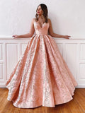 Vestidos de festa compridos em renda, decote em V, sem costas, com corpete nas costas