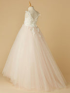 Long Ball Gown Lace Tulle Wedding Party Pageant Flower Girl Dresses