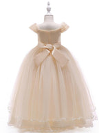 Long Ball Gown Tulle Sleeveless Off The Shoulder Wedding Party Flower Girl Dresses