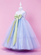 Long Ball Gown Tulle Stretch Satin Sleeveless Straps Wedding Party Flower Girl Dresses