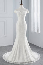 Langes Meerjungfrau-Spitzen-Trägerloses Schnürkleid Brautkleid