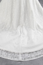 Langes Meerjungfrau-Spitzen-Trägerloses Schnürkleid Brautkleid