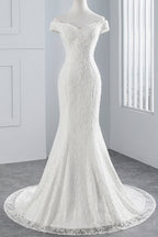 Langes Meerjungfrau-Spitzen-Trägerloses Schnürkleid Brautkleid