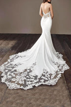 Vestido de Noiva Longo Mermaid com Alcinha em Renda Sem Costas