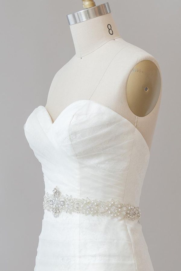 Langes Meerjungfrau-Trägerloses Tüll-Spitzen-Brautkleid