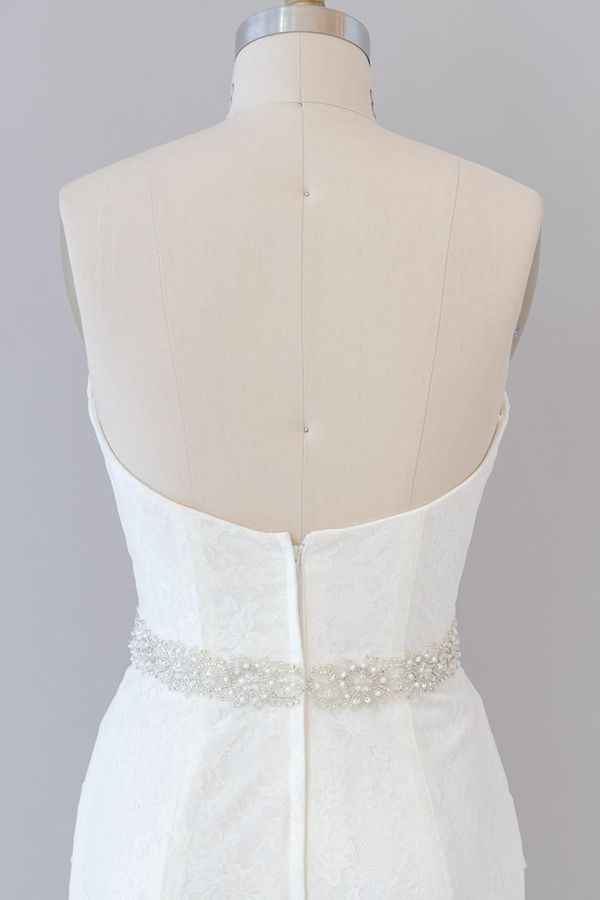Langes Meerjungfrau-Trägerloses Tüll-Spitzen-Brautkleid