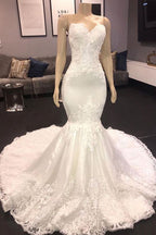 Langes Meerjungfrau-Sweetheart-Applikations-Spitzen-Brautkleid