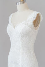 Langes Meerjungfrau-Sweetheart-Spitzenkleid ohne Rückenausschnitt für die Hochzeit