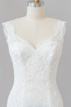 Langes Meerjungfrau-Sweetheart-Spitzenkleid ohne Rückenausschnitt für die Hochzeit