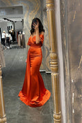 Vestido de Fiesta Largo de Sirena con Hombros Descubiertos en Satén