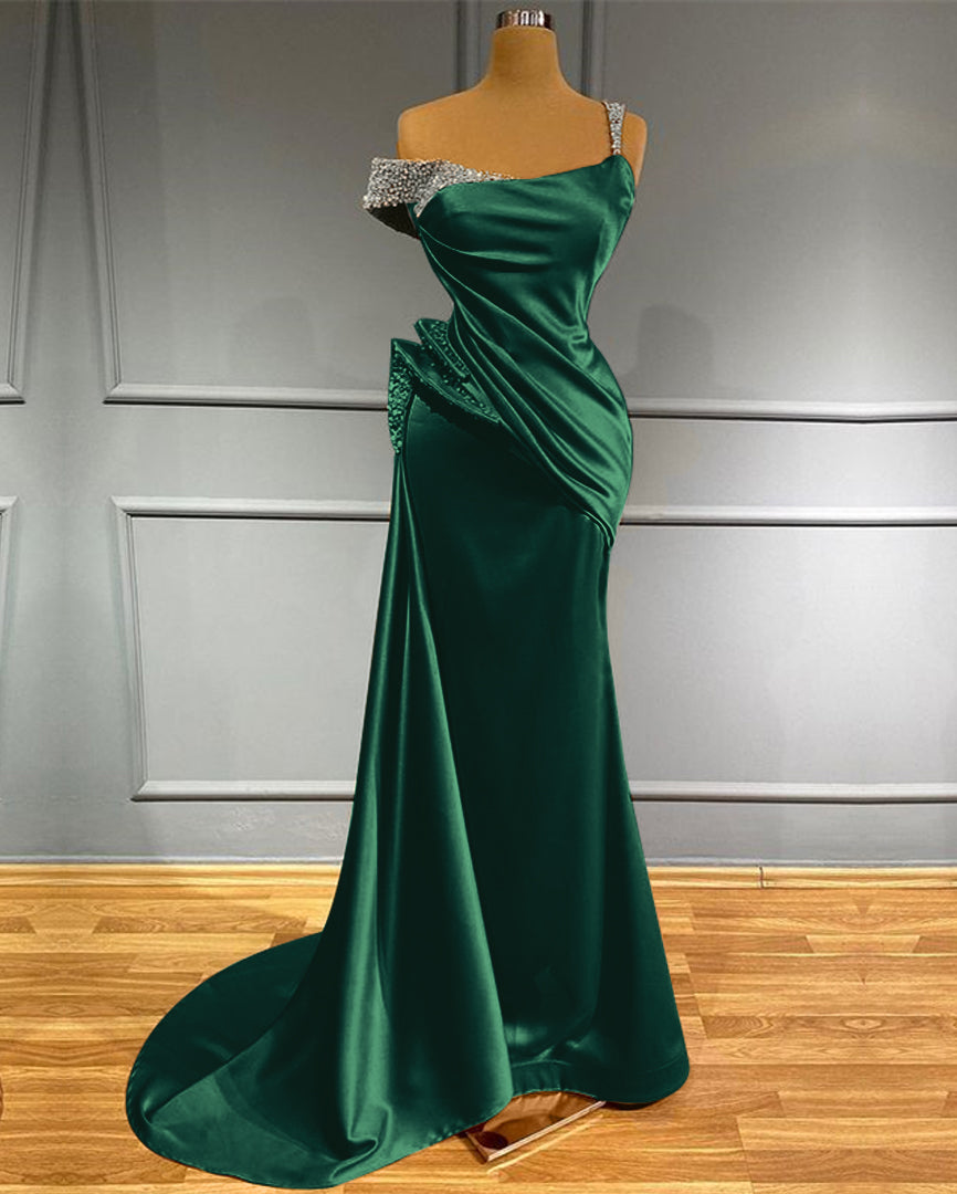 Burgundy Long Off the Shoulder Ruffles Mermaid Evening Dress with Beads