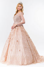 Long Sleeve Glitter Ball Gown by Elizabeth K GL1963