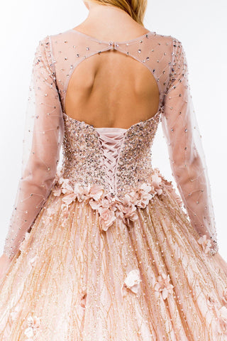 Langärmliges Glitzer-Ballkleid von Elizabeth K GL1963