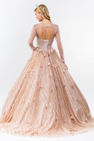 Langärmliges Glitzer-Ballkleid von Elizabeth K GL1963