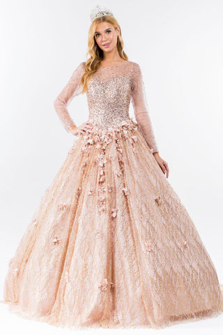 Langärmliges Glitzer-Ballkleid von Elizabeth K GL1963