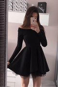 Langarm Heimkehrkleider Von Der Schulter Kurzes Ballkleid PD230