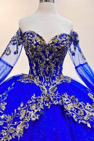 Langärmliges schulterfreies Ballkleid von Elizabeth K GL3184