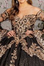 Long Sleeve Off Shoulder Ball Gown by Elizabeth K GL3184