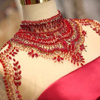 Vestido de baile de manga comprida, gola alta, cor vinho, vestido de noite comprido PSK002