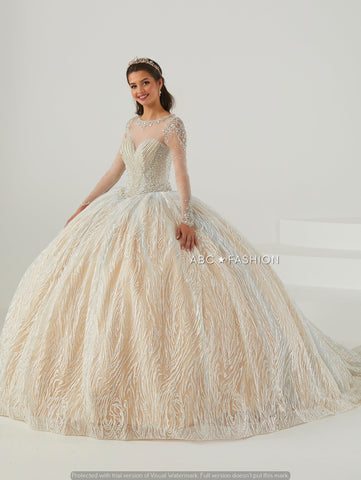 Vestido de quinceanera de manga comprida da House of Wu 26016