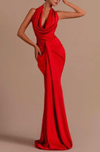 Long Sleeveless Halter Mermaid Open Back Prom Dress