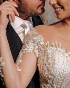 Langarm Meerjungfrau-Trägerlos-Tüll-Brautkleid mit Applikationen und Spitze