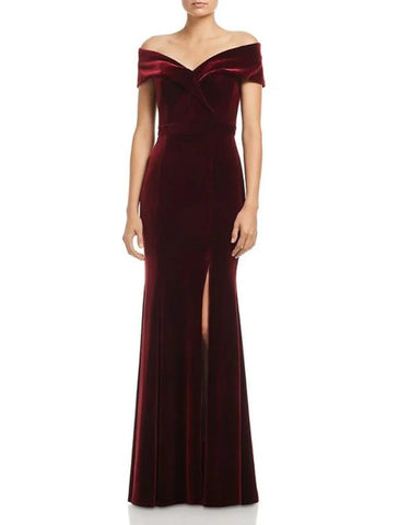 Meerjungfrau/Trompete Kleid für die Brautmutter, Hochzeitsgast, elegant, hoher Schlitz, schulterfrei, bodenlang, Samt, kurze Ärmel, nein, mit Schlitz vorne, einfarbig